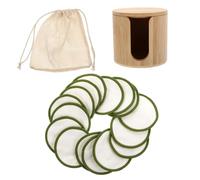 iplusmile Set Tampons Démaquillants Réutilisables Lavables pour Visage avec Filet et Boîte Bambou Coussinets Exfoliants Doux pour Nettoyage Quotidien Soin Peau Saine