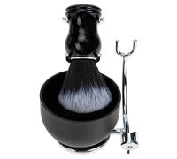 iplusmile Support de Brosse à Raser en Alliage de Zinc Noir pour Hommes, Porte-blaireau Multifonction pour Moustache et Cheveux, Kit de Rasage Pratique et Solide