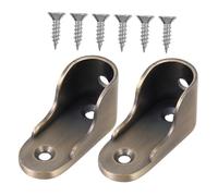 iplusmile Support De Tringle De Placard 16 Cm en Alliage De Zinc, Base à Bride Épaissie, Lot De 2 Pièces Bronze, Fixation Stable à 3 Trous, pour Armoire Et Salle De Bain