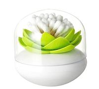 iplusmile Support pour Coton-Tiges Lotus Vert Couvercle Anti-Poussière Porte-Écouvillons de Fleur Rangement Portable pour Salle de Bain et Accessoires Cosmétiques