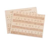 iplusmile Tableau de Lettres en Braille en Bois Beige, Outil Pédagogique Portable avec Points en Relief, 2 Pièces pour Apprentissage Tactile des Aveugles et Malvoyants à Domicile et École