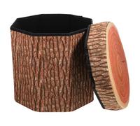 iplusmile Tabouret Pliant Rond de Souche en Bois Naturel avec Couvercle, Tabouret de Rangement Multifonction pour Garçon et Filles, Siège et Organiseur pour Maison, Salon, Balcon - Meuble