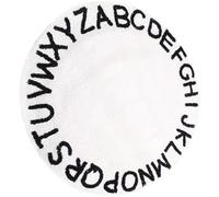 iplusmile Tapis Rond Antidérapant Garçon et Filles 120 Cm, Tapis de Sol Nordique Créatif en Matériau Solide, Décoration Chambre Bébé Lettres Blanches, pour Salle de Jeux et Éveil