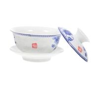 iplusmile Tasse à Thé Chinoise Céramique avec Couvercle Style Vintage Écologique et Pratique Cadeau pour Amateurs de Thé Design Classique Bleu et Blanc