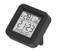 iplusmile Thermomètre Hygromètre Multifonction Wifi Portable pour Maison Intelligente avec Affichage Date et Heure Contrôle à Distance Via Smartphone USB Alimentation Noir