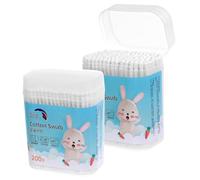 iplusmile -Tiges Bébé Nettoyage Oreilles et Nez - Lot de 400 - Double Tête Ronde - Manche en Papier Écologique - Multi-Usages pour Soins Bébé