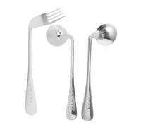 iplusmile Ustensiles Inclinés pour Gauchers Acier Inoxydable Cuillère Légère Auto-alimentée et Fourchette Coudée Couverts Adaptés pour Personnes Âgées et Handicapées Assiette Facilitant