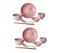iplusmile Vaisselle Céramique Japonais Rose Service Complet pour Table Ménagère Design Délicat et Matériel Sûr pour Maison Hôtel et Restaurant