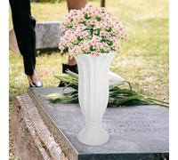 iplusmile Vase Funéraire Céramique pour Tombeau Décoration Élégante pour Cimetière Support Délicat pour Fleurs Fraîches ou Artificielles Vase Mémoire Style Colonne Romaine pour Hommages