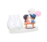 iplusmile Vase Hydroponique Verre pour Plantes Jardinière De Bureau avec Statue De Couple Résine Décoration pour Intérieur