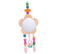 iplusmile Wooden Hanging Chicken Mirror Toy with Bells for Cage Fun Pet Hen and Easy to Install and Relieves Boredom Couleur Aléatoire