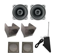 IPNOSIS Kit de 2 enceintes ACX100 pour Fiat Panda 141 de 1986 à 2003, + 2 boîtes avant + 2 grilles de couleur grise de 10 cm + antenne AM/FM à montant