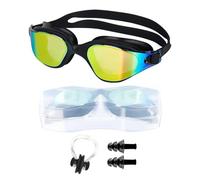 IPNSDON 1 paire de lunettes de natation pour adultes, lunettes de natation unisexes anti-buée et anti-ultraviolets, anneau d'étanchéité en silicone, avec bouchons d'oreille et cadre nasal