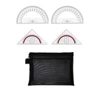 IPNSDON Deux règles triangulaires, 2 rapporteurs, pour mesurer les angles, tracer des cercles Avec pochette,Convient pour l'école, le bureau, les dessins de créateurs