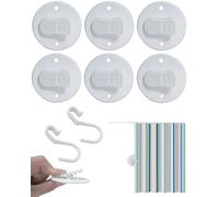 IPNSDON Paquet de 6 clips de rideau de douche, clips de protection contre les éclaboussures de 2 pouces, clips de rideau de douche autocollants, clips de paravent, plus 2 crochets de salle de bain