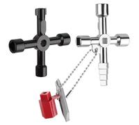 iPobie 2 Pièces Clé Triangle Multifonction 4 Voies,clé à Interrupteur croisé Universel,compacité Clé Universelle Pompiers,pour Ascenseurs,Boîtier Compteur,Armoires Electriques,Vannes