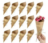 iPobie 50 Pièces Cône Papier Mariage, Cône de Confettis en Papier Kraft Rétro pour Bouquet de Bonbons Chocolats de Fête de Mariage