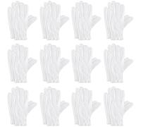 iPobie Lot de 12 Paires de Blanc Gants,Confortables Respirants Gant Blancs en Coton Doux,pour Mains Sèches,Hydratants,Bijoux,Monnaie,Travail Quotidien