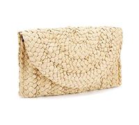 iPobie Pochette d'embrayage en Paille, Plage Sacs à Main Messager Sac de Soirée Tissé Rétro pour Dames d'embrayage, M, Paille, M, Paille