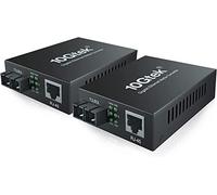 ipolex Convertisseur de média Gigabit Ethernet, 1.25G Double Port SC, convertisseur Fibre vers Cuivre RJ45 SMF pour 10/100/1000Base-Tx à 1000Base-LX, Jusqu’à 20 km. 2-Pack