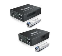 ipolex Convertisseur de média Gigabit Ethernet, convertisseur de média à fibre optique de port SFP 1,25G, convertisseur de média LC monomode à émetteur-récepteur SFP-LX(1310nm, 20km@OS1OS2SMF). 2-Pack