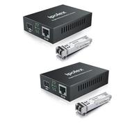 ipolex Convertisseur de média Gigabit Ethernet, convertisseur de média à fibre optique de port SFP 1,25G, convertisseur de média LC multimode équipé d’un module SFP-SX (850-nm, 550-m@OM2OM3MMF) 2-Pack