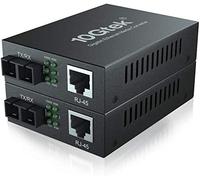 ipolex Convertisseur de média Gigabit Ethernet, double port SC 1,25G, convertisseur de média SC Fibre vers cuivre RJ45 fibre optique MMF pour 10/100/1000Base-TX à 1000Base-SX, jusqu’à 550m. 2-Pack.
