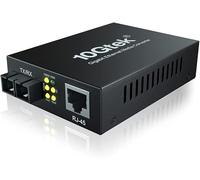 ipolex Convertisseur de média Gigabit Ethernet, double port SC 1,25G, convertisseur de média SC Fibre vers cuivre RJ45 fibre optique MMF pour 10/100/1000Base-TX à 1000Base-SX, jusqu’à 550m. 1-Pack.