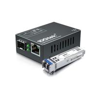ipolex Convertisseur de média Gigabit monomode LC fibre vers Ethernet | Comprend un module SFP LX, SMF, jusqu'à 20 km | 10/100/1000 M RJ45 vers 1000Base-LX SFP | Mini taille 7,9 x 5,9 x 2,5 cm | Plug