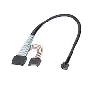 ipolex Mini SAS HD vers U.2, câble SFF-8643 vers SFF-8639 avec alimentation SATA 15 broches pour SSD U.2, 0.5 mètre (1.65ft)