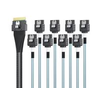 ipolex SFF-8654 SlimSAS 8i vers 8xSATA, SAS3.0 hôte/RAID vers SATA cible HD, adapté aux serveurs, disques durs, ordinateurs et hôtes, 100 ohms, 0.5m (1.6ft)