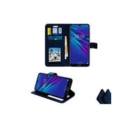 iPomcase Etui en cuir éco Cuir HUAWEI Y6 2019 Portefeuille -Bleu