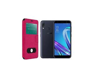 iPomcase Etui en cuir éco Décrochage Appel ASUS ZENFONE MAX M1 ZB555KL Rose