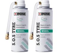 IPONE - Bombe Anti-Crevaison SOS Tyre - 200 ML - Répare et Regonfle Le Pneu de Moto en 10 Secondes - Compatible Tous Types de pneus - Tube et lubeless - Format Pratique Transportable (Lot de 2)