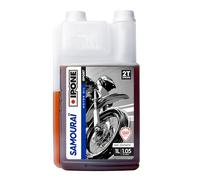 IPONE - Huile Moteur Moto 2 Temps Samouraï Racing - Senteur Fraise - 100 % Synthétique - Très Haute Performance - Compatible Mélange, Graissage Séparé, Systèmes d'injection - Bidon Doseur 1 L