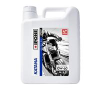 IPONE - Huile Moteur Moto 4 Temps 10W60 Katana - Bidon 4 Litre - 100% Synthétique - Très hautes performances - Passages de vitesses souples et rapides - Protection à hauts régimes moteur