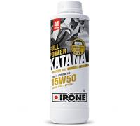 IPONE - Huile Moteur Moto 4 Temps 15W50 Full Power Katana - 100% Synthétique avec Esters - Passage de Vitesse Plus Fluide - Bidon 1L