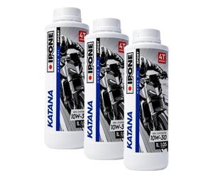 IPONE - Huile Moteur Moto 4 Temps 5W40 Full Power Katana - 100% Synthétique avec Esters - Passage de Vitesse Plus - 1L (Lot de 3)