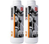 IPONE - Huile Moto 4 Temps 10W30 10.3 - Semi-Synthétique - Pour motos de route - Protection du moteur - Lubrification Optimale - Résistance à l'usure - 1L (Lot de 2)