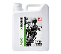 IPONE - Huile Moto 4 Temps 15W50 R4000 RS - Bidon 4L - Semi-Synthétique avec Esters - Résistance Exceptionnelle à l'Usure