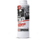 IPONE - Huile Moto 4 Temps 15W50 Road Twin - Semi-Synthétique - Pour moteurs en V de grosse cylindrées et motos custom - Meilleur refroidissement - Consommation d'huile réduite -1L