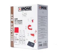 IPONE - Pack Entretien Complet du Casque Moto - Helmet Kit - Nettoyant Extérieur/Intérieur - Anti-Pluie, Déperlant - Lingette Microfibre - Format Pratique Transportable