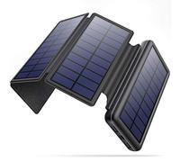 iPosible Batterie Externe Solaire 26800mAh Chargeur Solaire avec 4 Panneaux Solaires Imperméable Pliables, Batterie Portable Solaire avec 3 Entrées 2 Sorties Power Bank pour iPhone Samsung Huawei etc.