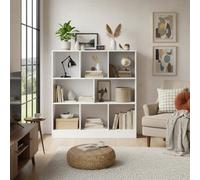 IPOTIUS Bibliothèque, Bibliothèque Étagère Rangement, Étagère Cube, 8 Compartiments Ouverts, 30 x 97,5 x 100 cm, pour Salon, Bureau, Chambre, Blanc