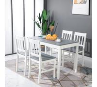 IPOTIUS Ensemble de table avec table à manger et 4 chaises,table rectangulaire en bois,pour salle à manger cuisine salon,ensemble de table à manger ,gris et blanc