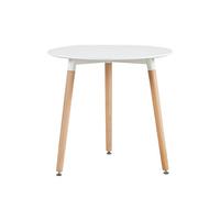 IPOTIUS Table Salle à Manger Ronde Scandinave 2 à 4 Personnes Table de Cuisine en Bois 80x72cm,Blanche