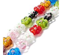 Ipotkitt 1 brin de perles en verre faites à la main en forme de fleurs bosselées sur le thème du printemps pour la fabrication de bijoux, loisirs créatifs, bracelets, colliers, boucles d'oreilles