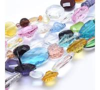 Ipotkitt 1 fil de perles irrégulières en verre à facettes rondes et plates en forme de larme pour la fabrication de bijoux, bracelets, boucles d'oreilles, colliers, travaux manuels