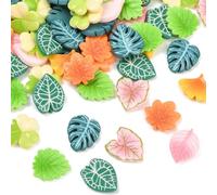 Ipotkitt Assortiment de cabochons en résine en forme de fleur en forme de coquillage pour téléphone ou sac, Mixed Colors Leaf 100pcs, Résine, Pas de pierre précieuse