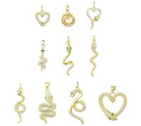 Ipotkitt Breloques assorties en laiton en forme de cœur pour loisirs créatifs, fabrication de bijoux, Laiton, Pas de gemme